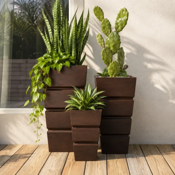 Denizen Luxe Square Planter Set