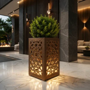Denizen Geometric Heritage Metal Planter